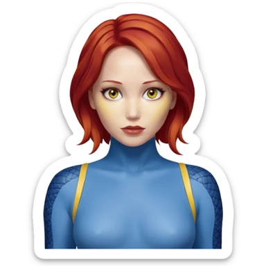 x-men mystique red hair yellow snake eye looks like jennifer lawrence sticker