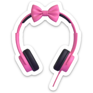 Apple headset with a pink bow tie sticker