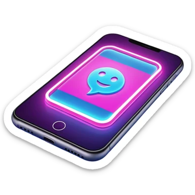 smartphone screen displaying video tutorial, pink and light blue colors, with neon glow lines, blue neon light on top left, purple neon light on bottom right sticker