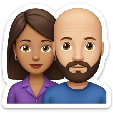 Man beard bald white woman medium hair brown latina sticker