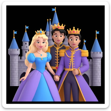 prince and princess disny dress close up photo in castle sticker