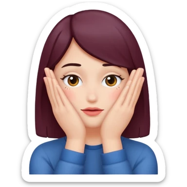 Standard smiley emoji blushing and hiding face with hands sticker