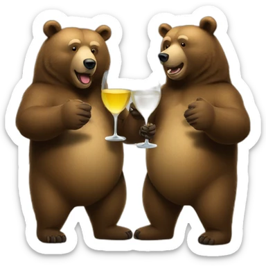 two bears drinking white wine standing sticker