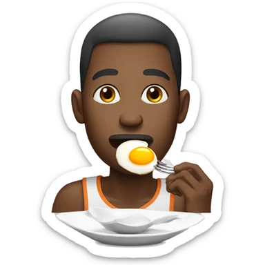 african american man eating egg sticker