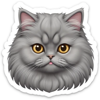 cinematic-adorable-big-eyed-fluffy-grey-persian-cat-portrait-emoji,-head-tilted-playfully-with-a-sweet-expression,-fluffy-grey-fur,-simplified-yet-irresistibly-cute-features-with-large,-expr sticker