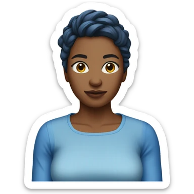 Women in a blue crop top shirt  sticker