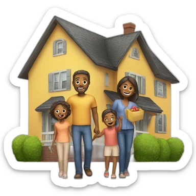 family buying a house sticker