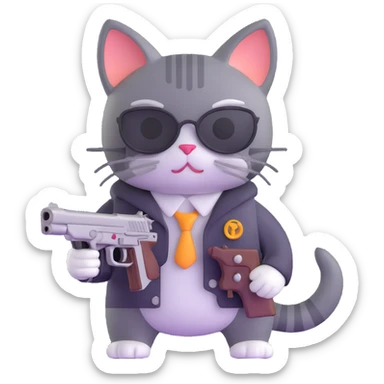 cat with a gun sticker