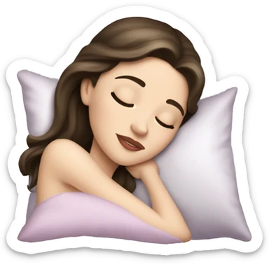 sleeping beauty brunette white girl with a silk pillow sticker