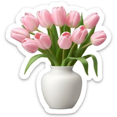 Light pink tulips in white vase sticker