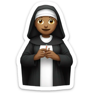 A nun smoking a cigarette  sticker