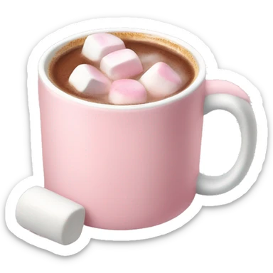 Light Pink mug of hot chocolate with marshmallows  sticker