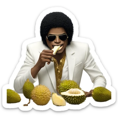 Micheal Jackson eating durian while making a song sticker