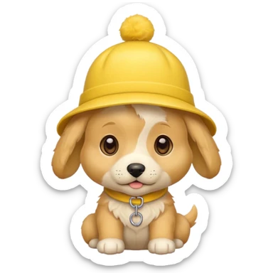puppy yellow dog with hat yellow sticker