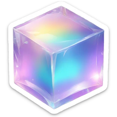 Sparkly glossy Pastel iridescent glass crystal cube sticker