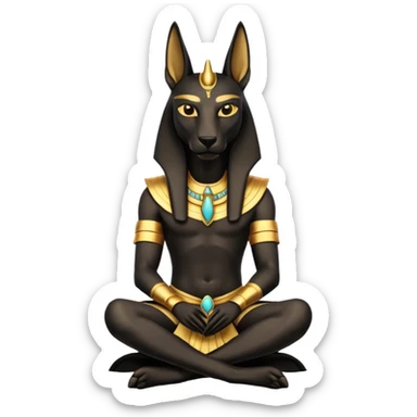 Ancient style casually adorned anubis formally sitting posed  sticker