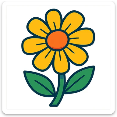 energetic and colorful yellow flower sticker