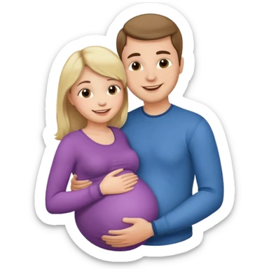 Femme enceinte homme fais bisous sur le ventre sticker