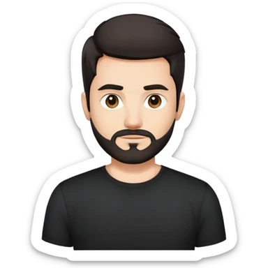 dark-haired tech bro black shirt small beard sticker