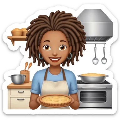 Black woman with locs baking  sticker
