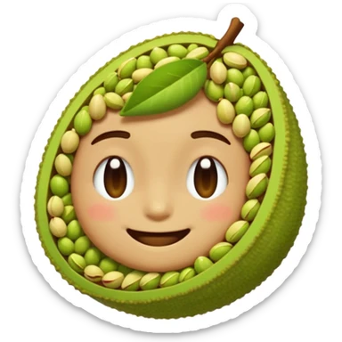 can you make a cuite pistachio emojii that is pixalited and wear th echaracter laught/ smile to the point where it closes it eyes  sticker