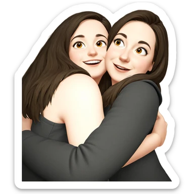 happy girls sharing a hug sticker