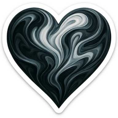 heart with a swirling ink effect, digital illustration, no background sticker