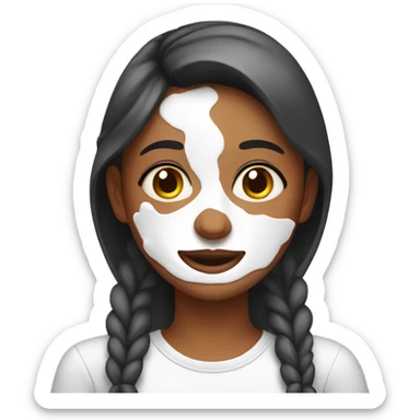 A girl with yogurt on her face sticker