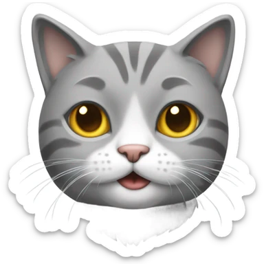 Cat gray with white  sticker