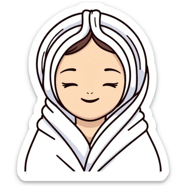 girl with a towel on her head sticker