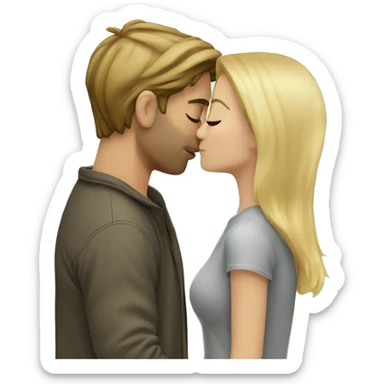 romantic outdoor couple kiss,, he has BROWN hair, she has blonde Hair sticker