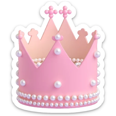 white and pastel pink crown with pearls sticker