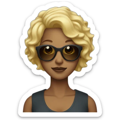 colored woman with blonde short hair and sun glasses sticker