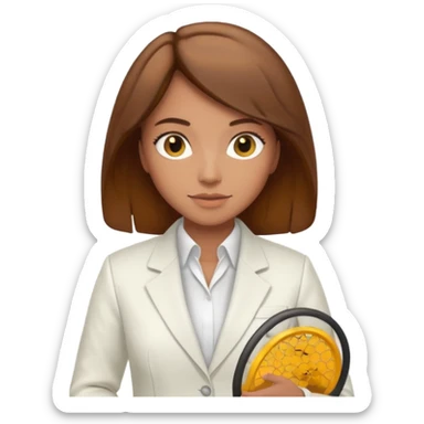female bee keepers with brown hair, white suit sticker