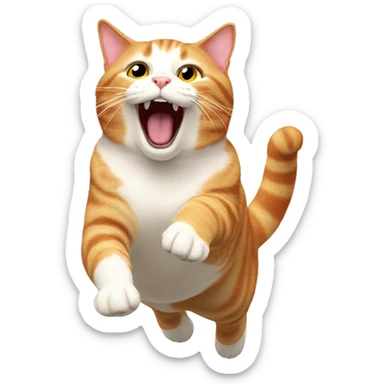 fat ginger cat jumping up sticker