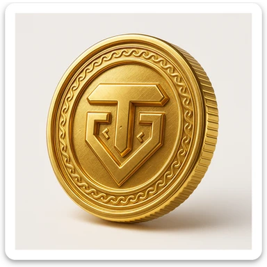 a shiny and detailed gold coin, gold style sticker