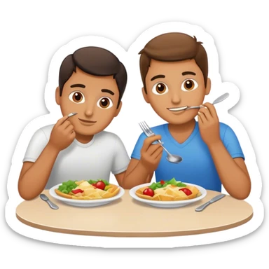 two programmers on lunch at the table sticker