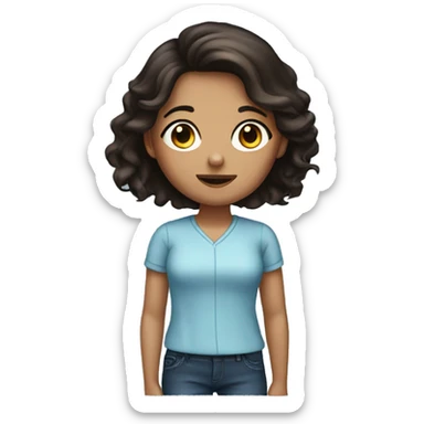 Girl with dark brown hair indoors sticker