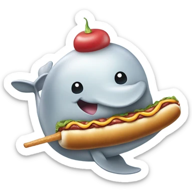 A Narwhal eating a hotdog sticker