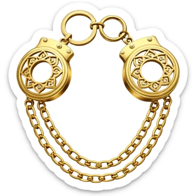 Golden hand cuffs on gold chains sticker