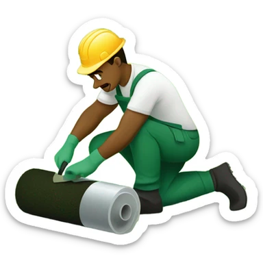 Landscaper installing turf sticker