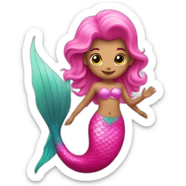 mermaid in pink fin sticker