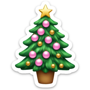 Christmas tree with light pink decorations and bows sticker