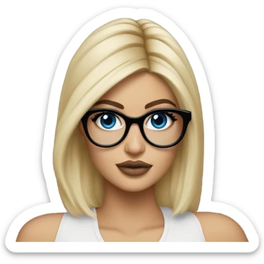 Hyper real blonde kylie jenner with blue eyes and glasses  sticker