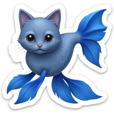 Russian-Blue-Cat-Mountain-Blue-Bird-Blue-Betta-Fish-Fusion-animal-hybrid-creature sticker