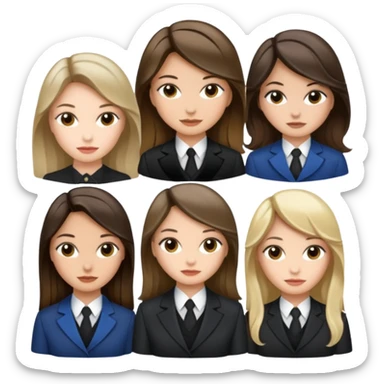 a group of 4 girls (one is a brunette but has a dark blond balayage, the other is a brunette with blond highlights, the other one too but not the same face and the last one is a brunette châtain, they are all well dressed   sticker