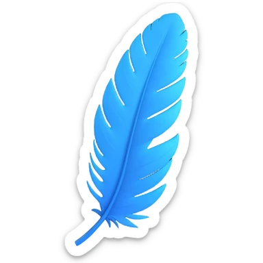 a blue feather with subtle texture, clean and crisp sticker