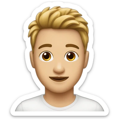 joven pelo rubio piel blanca y una cabra café sticker