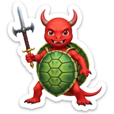 A devil in a turtle carapace add devil sword sticker