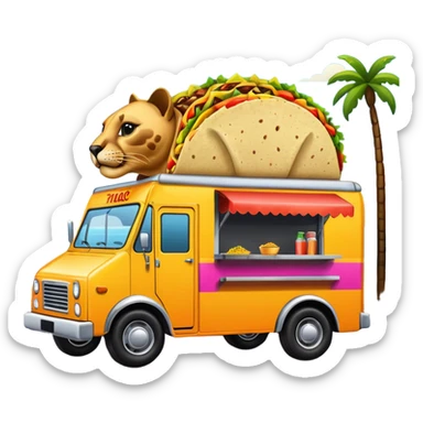 A taco truck that has a panther on it
 sticker